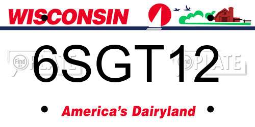 6SGT12 Wisconsin License Plate