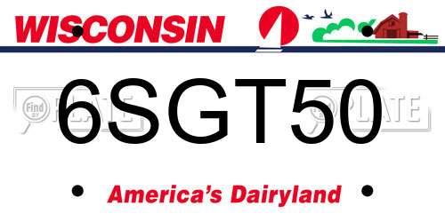 6SGT50 Wisconsin License Plate