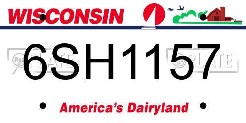 6SH1157 Wisconsin License Plate