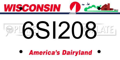 6SI208 Wisconsin License Plate