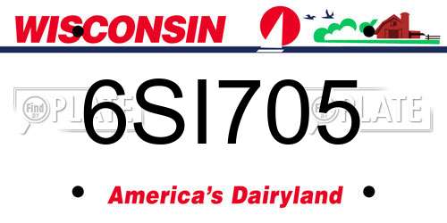 6SI705 Wisconsin License Plate
