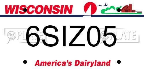 6SIZ05 Wisconsin License Plate