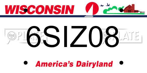 6SIZ08 Wisconsin License Plate