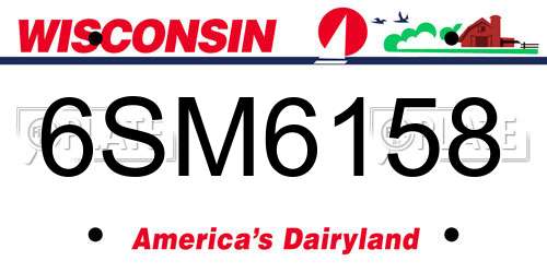 6SM6158 Wisconsin License Plate