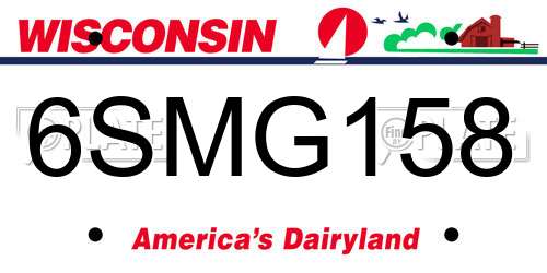 6SMG158 Wisconsin License Plate