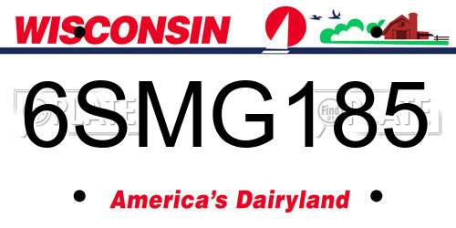 6SMG185 Wisconsin License Plate