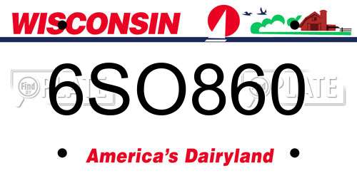 6SO860 Wisconsin License Plate