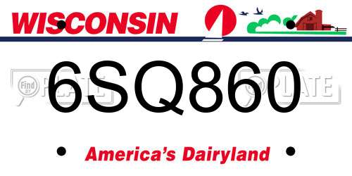 6SQ860 Wisconsin License Plate