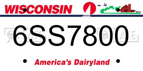 6SS7800 Wisconsin License Plate