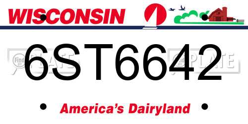 6ST6642 Wisconsin License Plate
