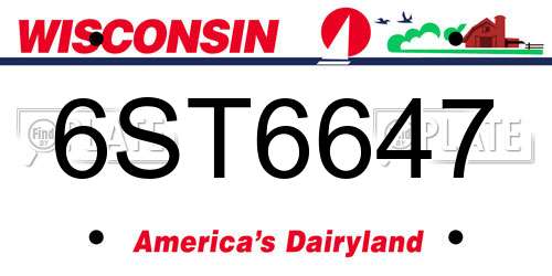 6ST6647 Wisconsin License Plate