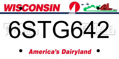 6STG642 Wisconsin License Plate