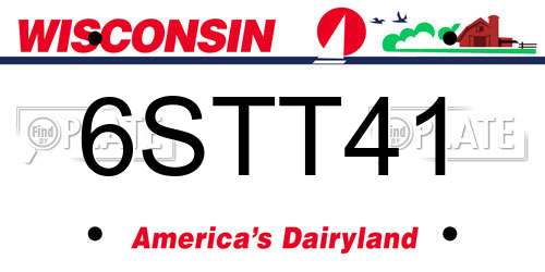 6STT41 Wisconsin License Plate