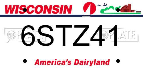 6STZ41 Wisconsin License Plate