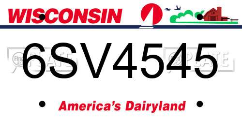 6SV4545 Wisconsin License Plate