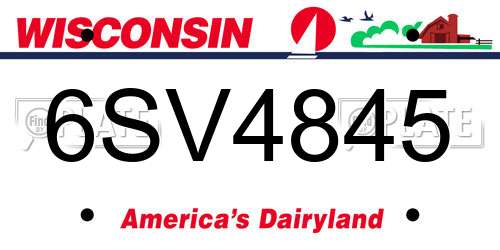 6SV4845 Wisconsin License Plate