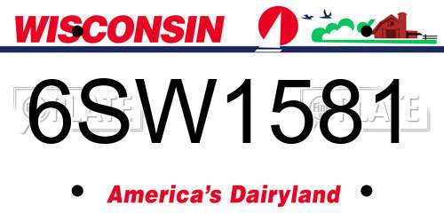 6SW1581 Wisconsin License Plate