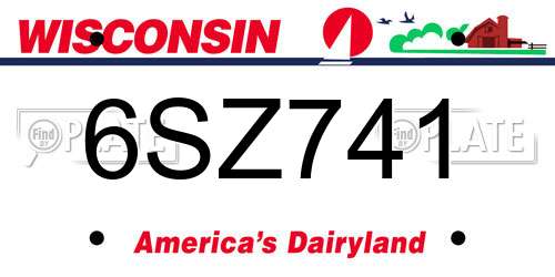 6SZ741 Wisconsin License Plate