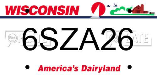 6SZA26 Wisconsin License Plate