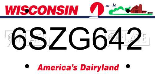 6SZG642 Wisconsin License Plate