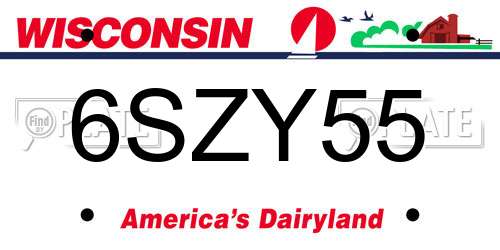 6SZY55 Wisconsin License Plate
