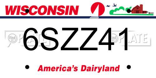 6SZZ41 Wisconsin License Plate