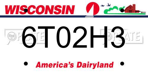 6T02H3 Wisconsin License Plate