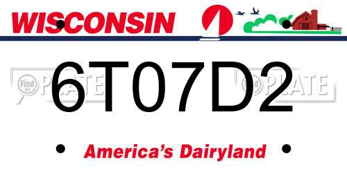 6T07D2 Wisconsin License Plate