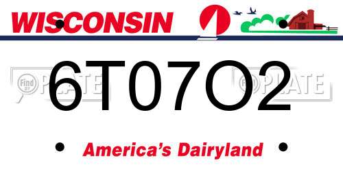 6T07O2 Wisconsin License Plate