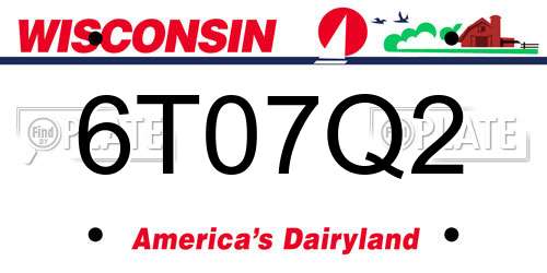 6T07Q2 Wisconsin License Plate