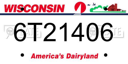 6T21406 Wisconsin License Plate