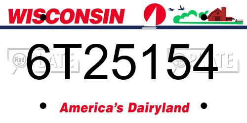 6T25154 Wisconsin License Plate