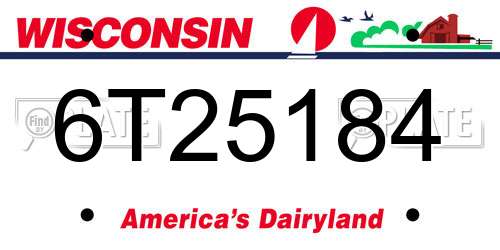 6T25184 Wisconsin License Plate
