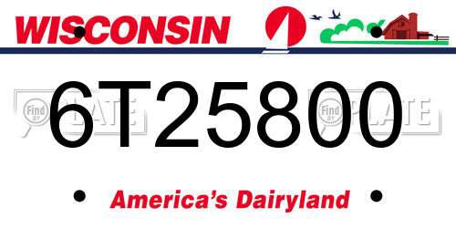 6T25800 Wisconsin License Plate