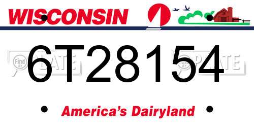 6T28154 Wisconsin License Plate