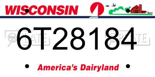 6T28184 Wisconsin License Plate