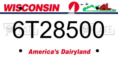 6T28500 Wisconsin License Plate