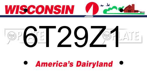 6T29Z1 Wisconsin License Plate