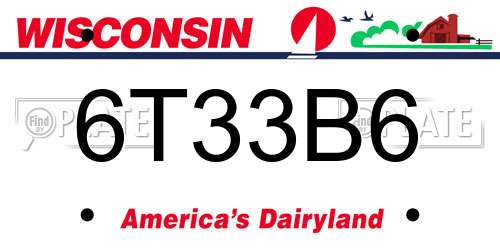 6T33B6 Wisconsin License Plate