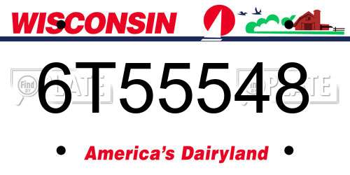 6T55548 Wisconsin License Plate