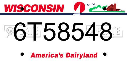 6T58548 Wisconsin License Plate