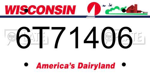 6T71406 Wisconsin License Plate