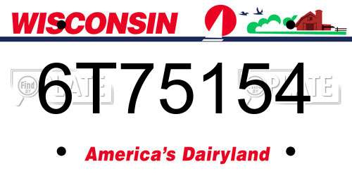 6T75154 Wisconsin License Plate