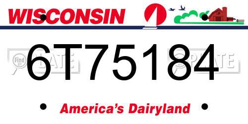 6T75184 Wisconsin License Plate