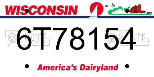 6T78154 Wisconsin License Plate