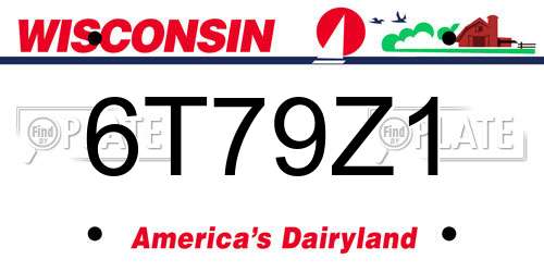 6T79Z1 Wisconsin License Plate