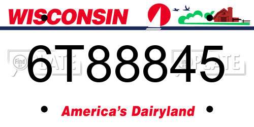 6T88845 Wisconsin License Plate