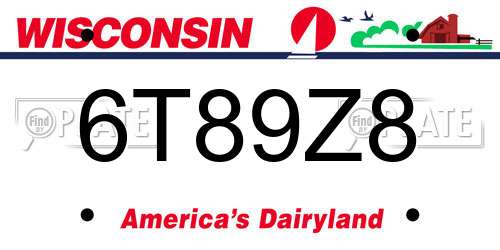 6T89Z8 Wisconsin License Plate