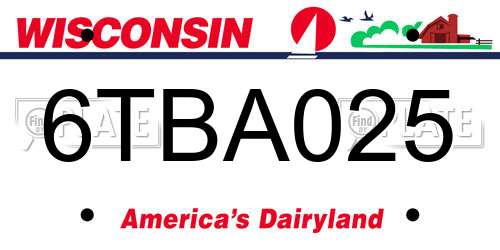 6TBA025 Wisconsin License Plate