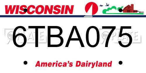 6TBA075 Wisconsin License Plate
